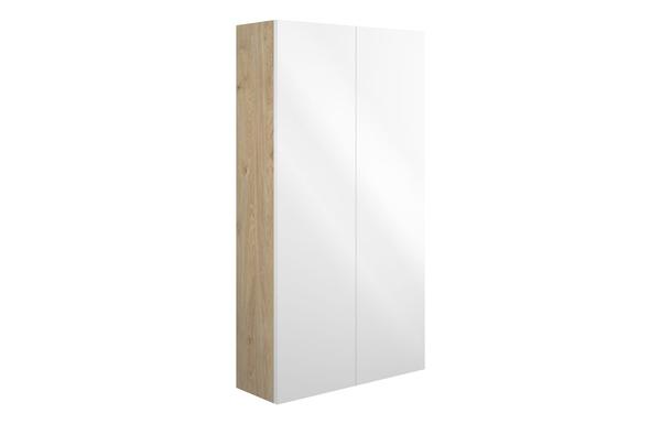 Eden 600mm Slim 2 Door Storage Unit - White Gloss (Oak Cab)